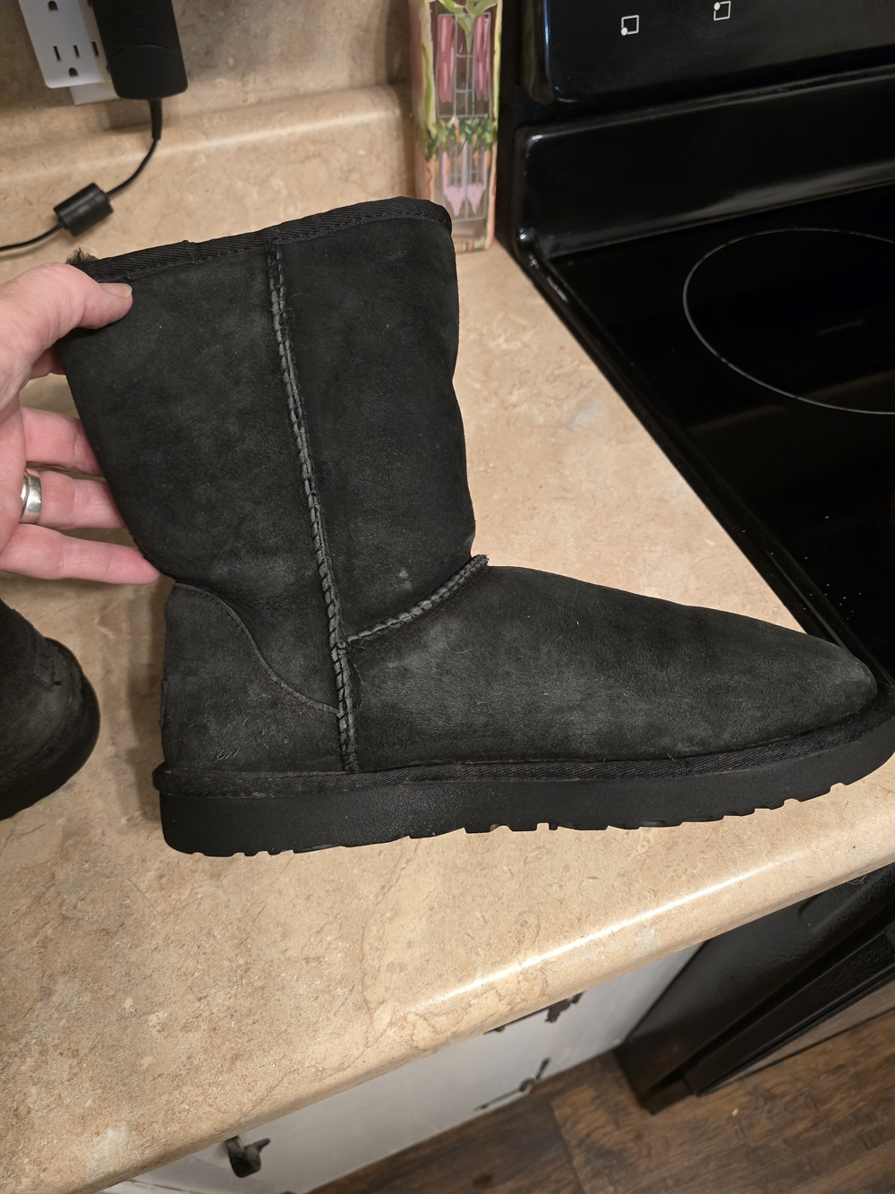 UGG Black Classic Short Suede Booties Size 11